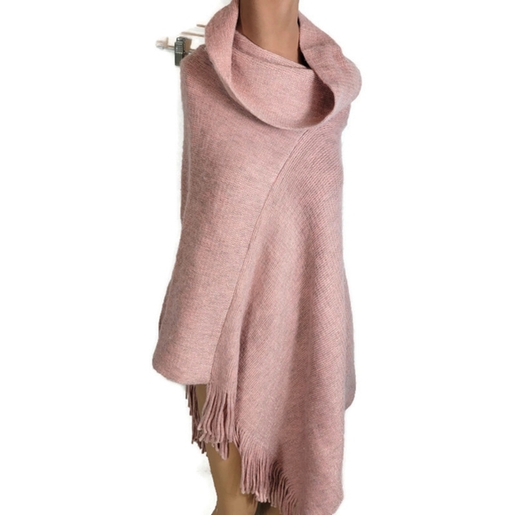 CHICO'S Cozy Stripe Cowl Neck Shimmery Metallic Fringe Poncho NWT OS - Picture 2 of 8